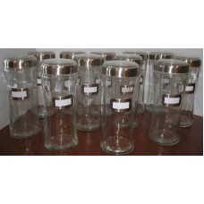 11" TALL CLEAR GLASS JAR SCREW TOP CLEAR LID WITH LABEL WEDDING CANDY BAR NEW!    352409763153